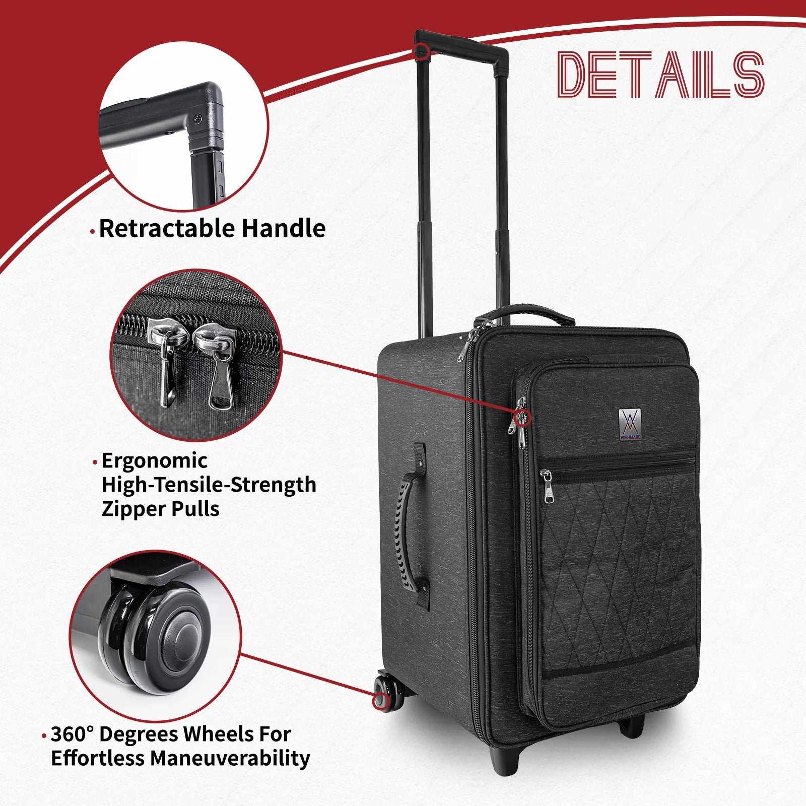 Pro tur darbuka kutusu FLY-4 katlanabilir trolley sapı ve sırt çantası askılarıyla