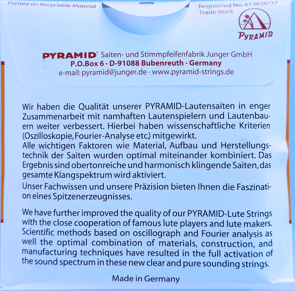 Pyramid POL-4A Arabic oud strings packaging and gauge detail
