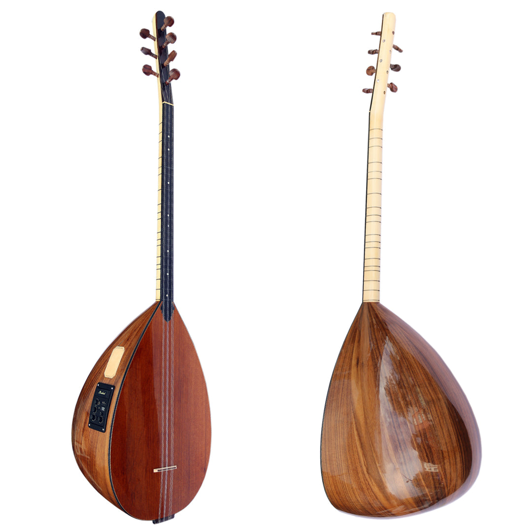 Professional short neck electric acoustic baglama saz ASB-303EQ with walnut bowl